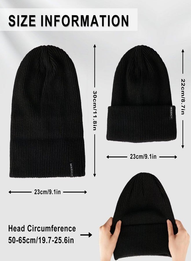 MSDC Beanies Women 3 Pack, Winter Hats for Women Men Fleece Lined Knit Warm Thermal for Cold Weather, Beanie for Women Fashionable Skull Cap(Black+Gray+Dark Orange) - Image 2